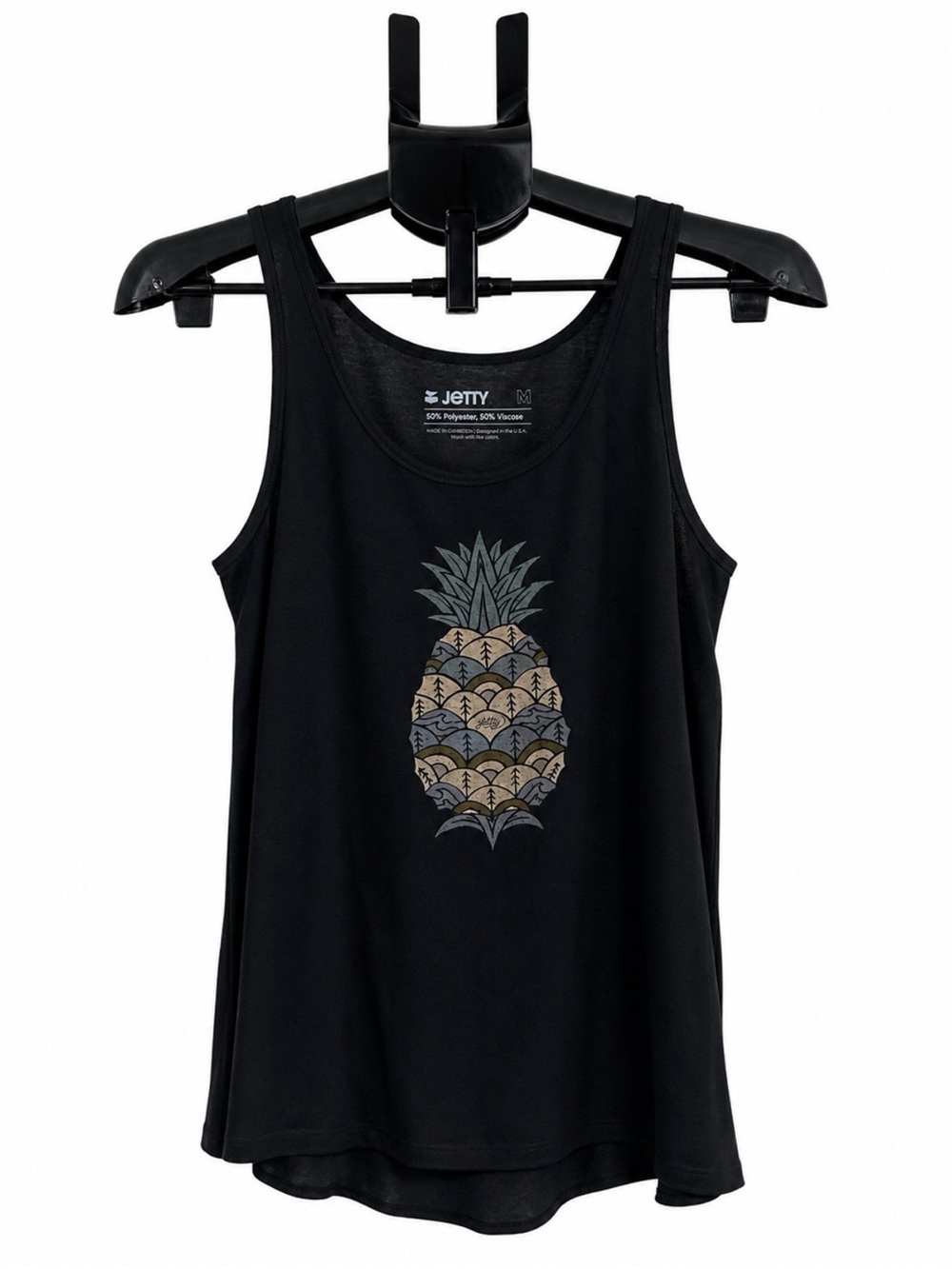 Jetty Women's Black Pineapple Print Tank Top